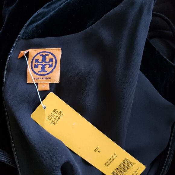Tory Burch Thora Velvet Sleeveless Round Neck Embellished Belted Dress Size 8 - Picture 10 of 13